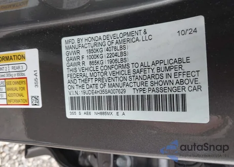 2025 Acura Integra A-Spec z USA, uszkodzony, nr VIN 19UDE4H35SA007629